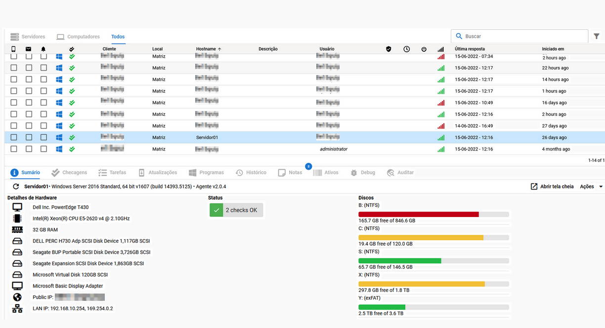 Dashboard de Gerenciamento PROATIVO PROTR